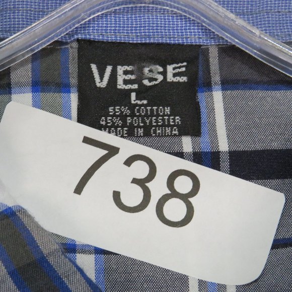 VESE* Men's Short Sleeve Button Down Double Chest Pocket Shirt~ Size Large - Picture 4 of 8